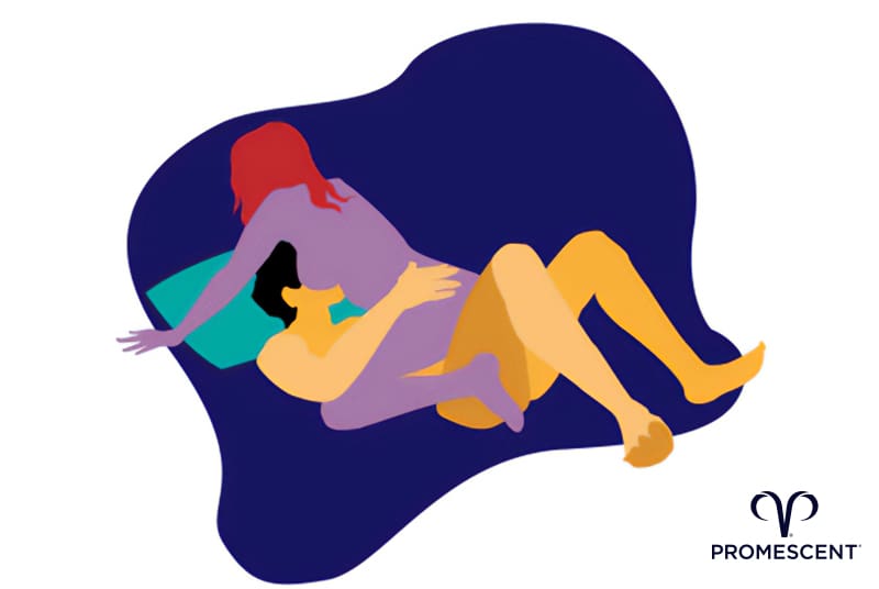 Cowgirl sex position for people with upward curved penises