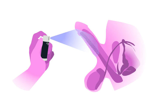 Lidocaine spray being applied to penis