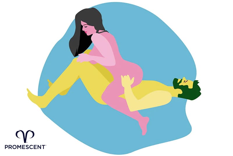 Reverse cowgirl sex position for people with a downward curved penis