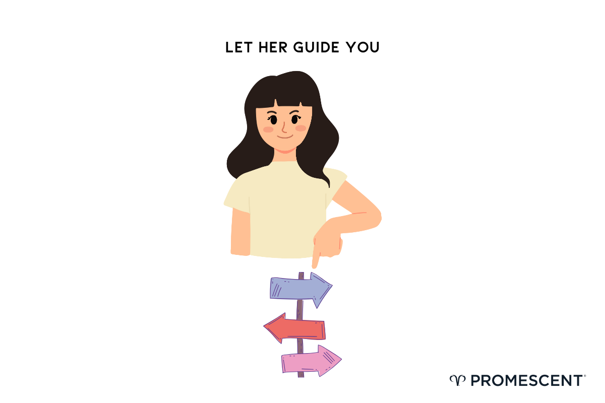 Let her guide you during sex. Graphic representation.