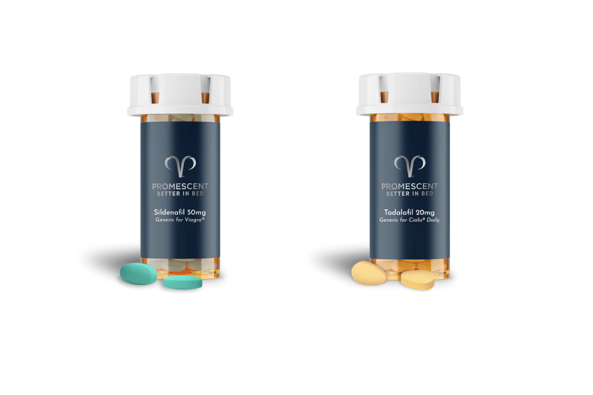 Image of Sildenafil (Viagra) 50mg and Tadalafil (Cialis) 20mg offered by Promescent.